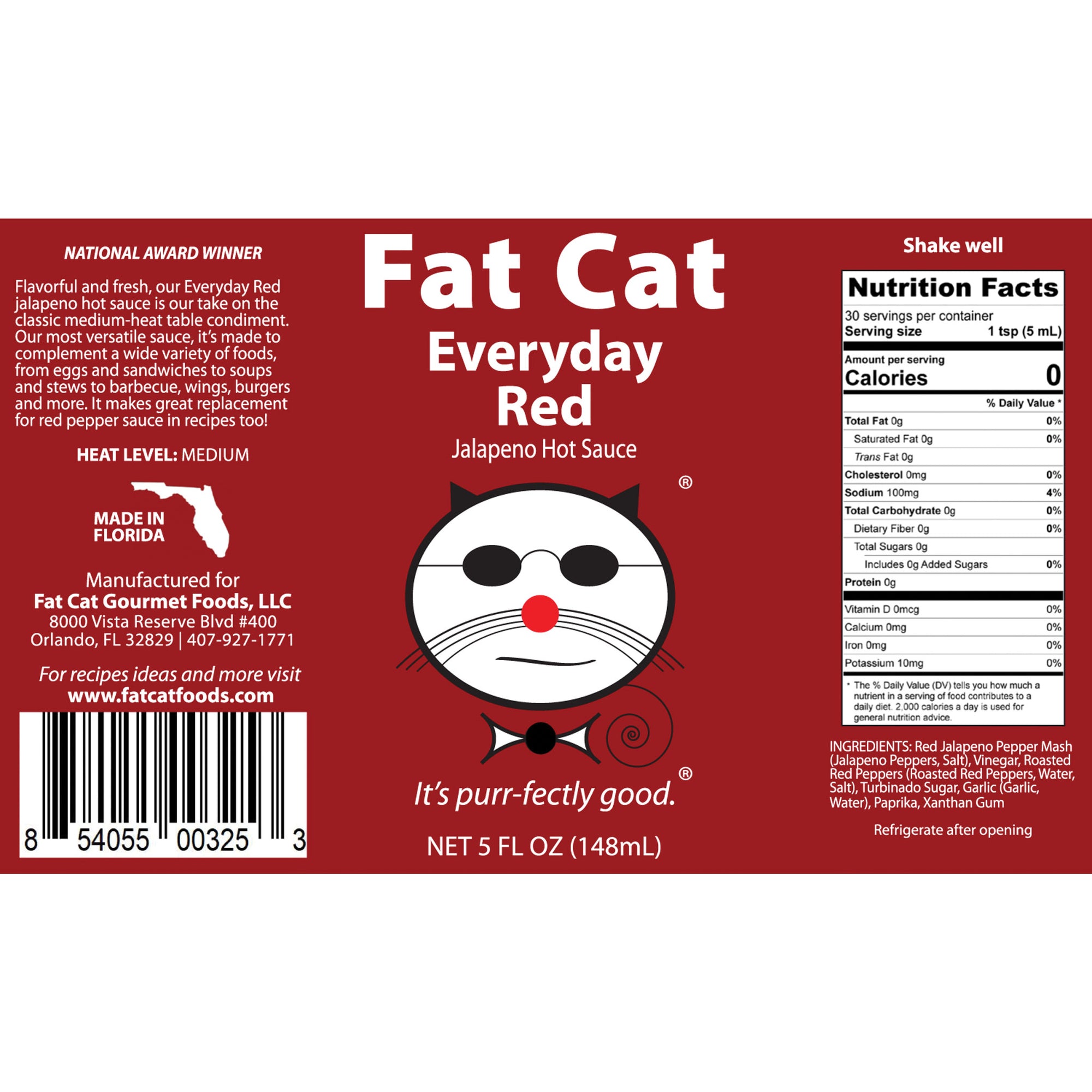 Everyday Red Jalapeno Hot Sauce - Fat Cat Gourmet Hot Sauce & Specialty Condiments